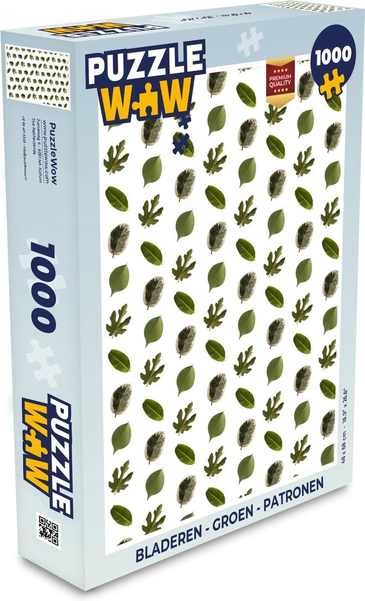 Puzzel - Puzzel 1000 stukjes volwassenen - Bladeren - Groen - Patronen - Legpuzzel
