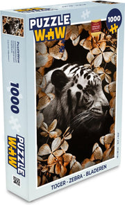 Puzzel Tijger - Zebra - Bladeren - Legpuzzel - Puzzel 1000 stukjes volwassenen
