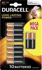 10 Stuks - Duracell MEGA Pack LR6 / AA / R6 / MN 1500 1.5V Alkaline batterij