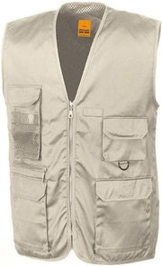 Outdoor/werk bodywarmer beige voor heren - Outdoorkleding/werkkleding - Mouwloze vissers/tuinier vesten S (38/48)