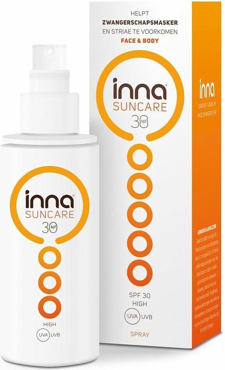 Inna Suncare Face and Body Zonnebrand Spray voor Zwangere vrouwen Factor 30 150 ML – 16x5x5cm | Zonnecrème | Waterresistent | Waterproof