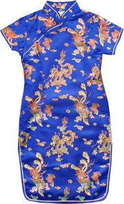 Chinese Kinderjurk Draak Phoenix Blauw maat 122
