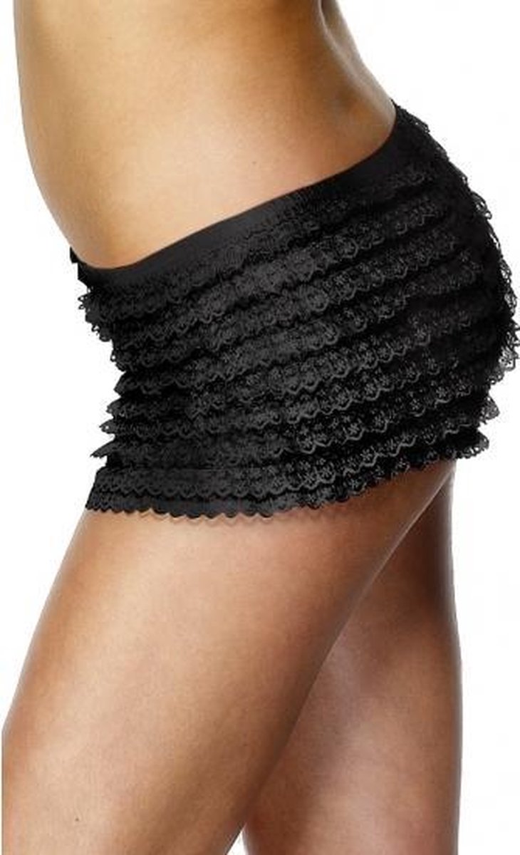 Zwarte hotpants met kant