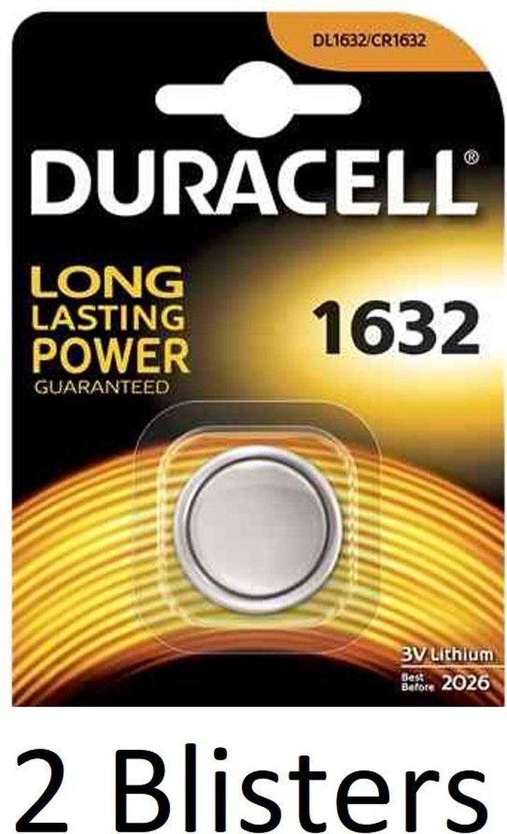 2 Stuks (2 Blisters a 1 st) Duracell 1632 Single-use battery CR1632 Lithium 3 V