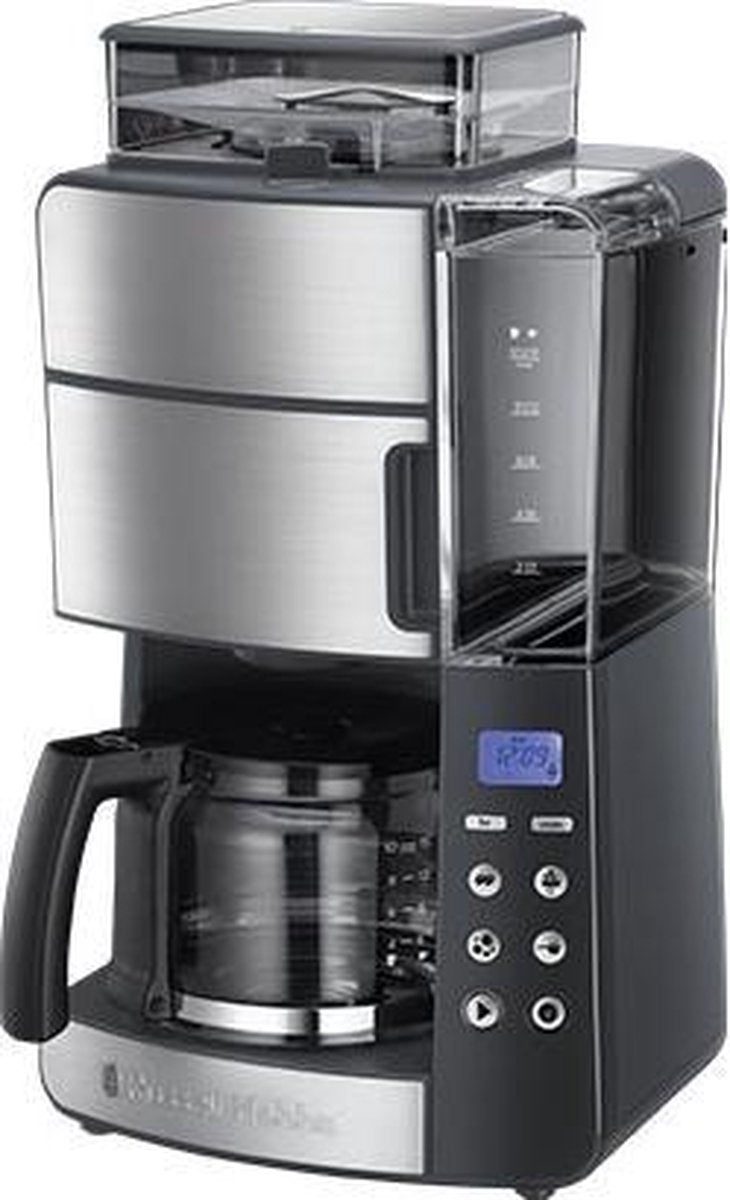 Russell Hobbs Grind and Brew Glass Carafe - Combi - 1.25 L - Coffee beans - Built-in grinder - Juodas
