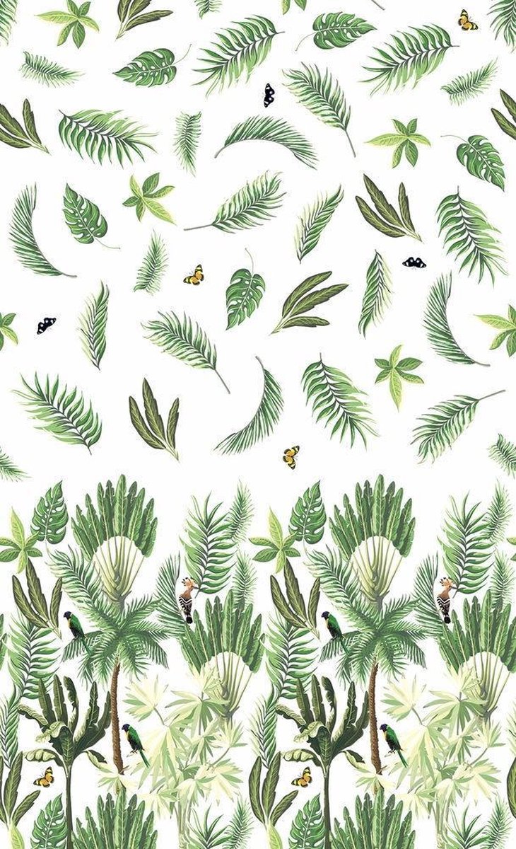 Duni Tafellaken Rainforest 138 X 220 Cm Papier Wit/groen