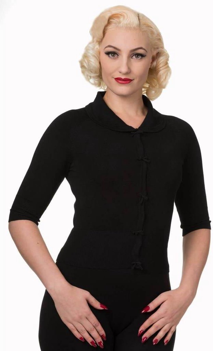 Banned April Bow 40's Cardigan Zwart
