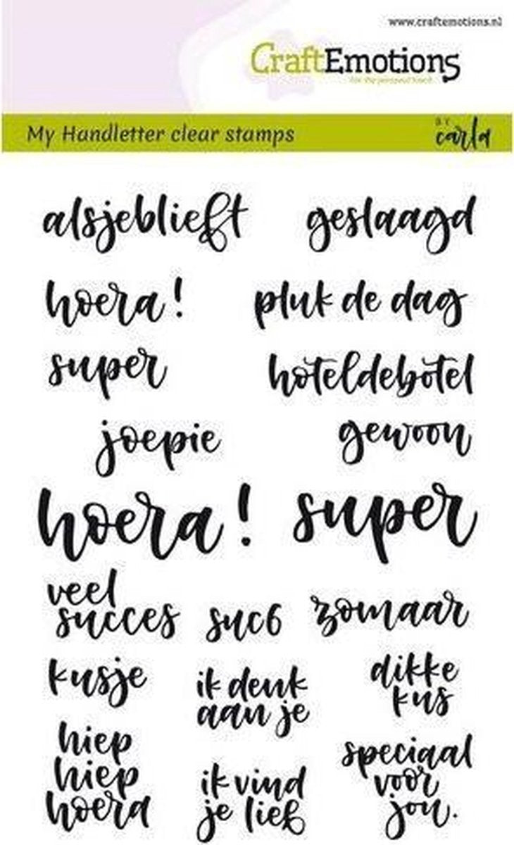 CraftEmotions clearstamps A6 - handletter - geluksmomenten (NL) Carla Kamphuis