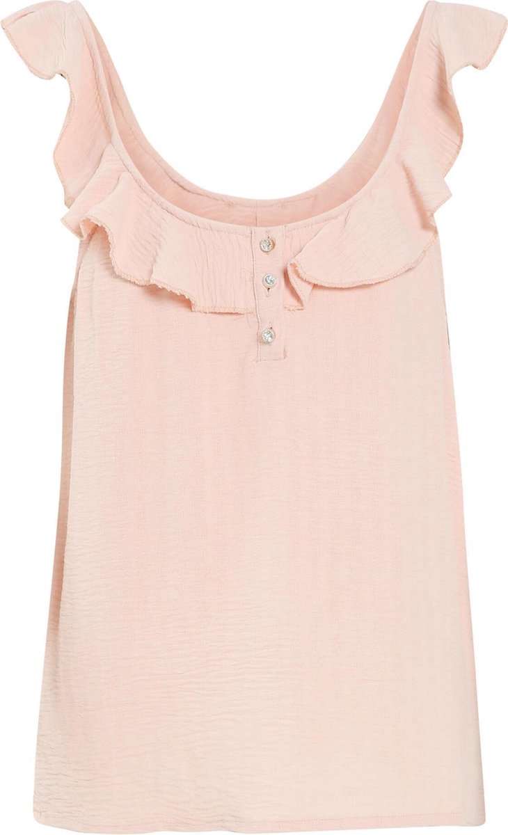 Cassis - Effen top met volants - Roze