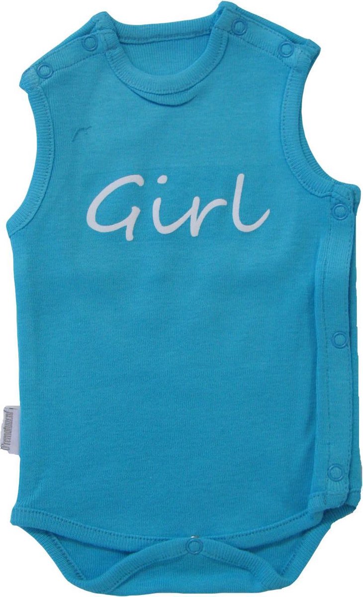 Prematuur Romper turquoise met opdruk maat 44