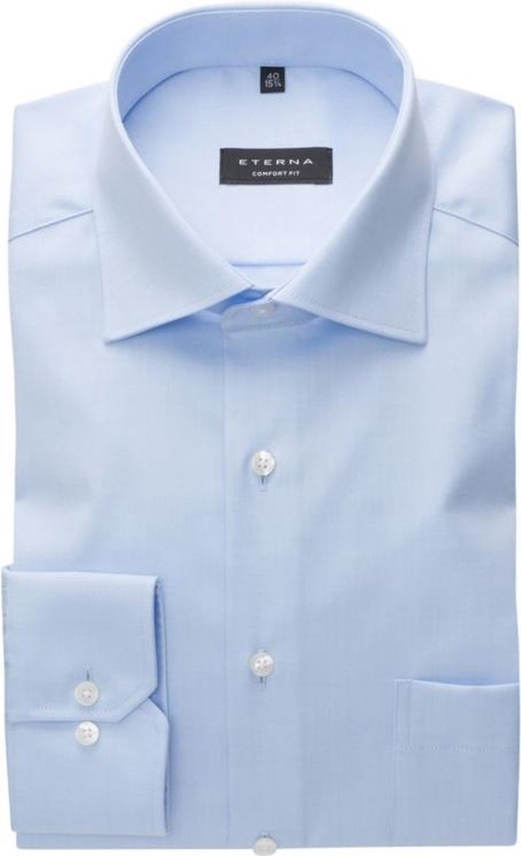 ETERNA comfort fit overhemd - niet doorschijnend twill heren overhemd - lichtblauw - Strijkvrij - Boordmaat: 47