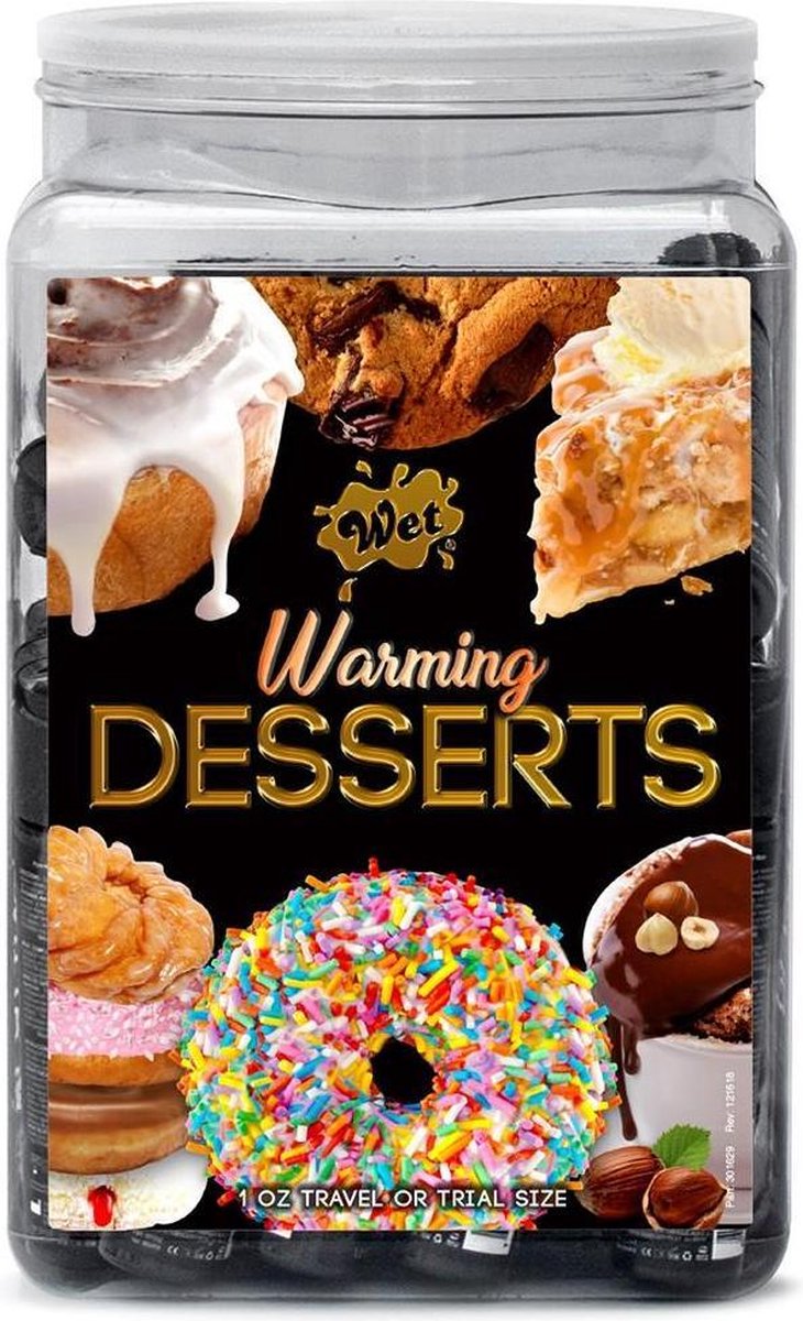 Wet Warming Desserts Glijmiddel Assortiment 36 X 30 ML in counter bowl display