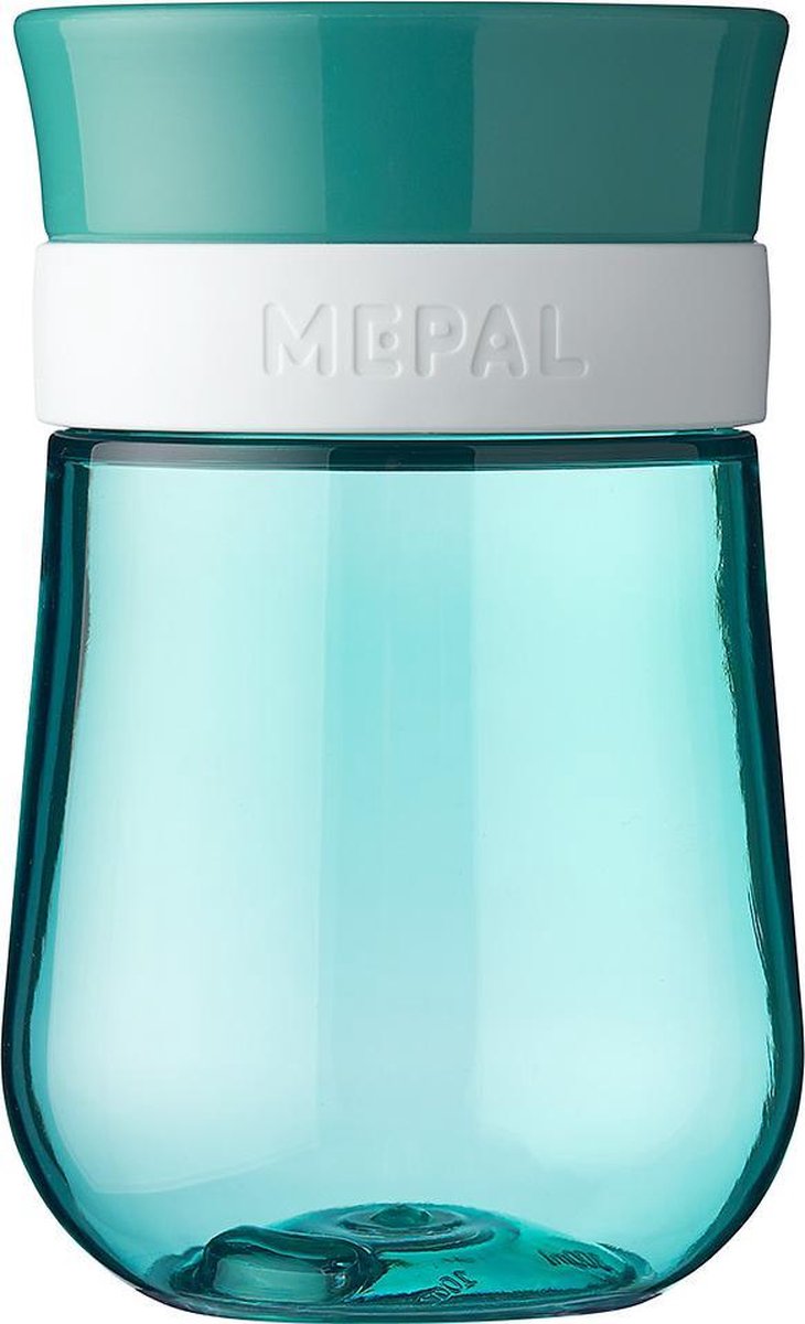 Mepal Mio – 360° Oefenbeker 300 ml – stimuleert het zelf drinken – Deep turquoise – kan tegen een stootje – drinkbeker kinderen – lekvrije beker