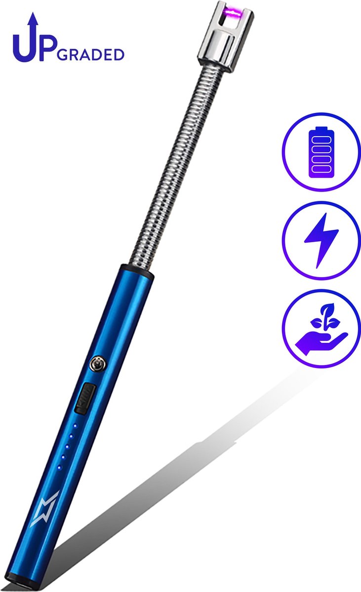 Superlit Plasma Aansteker - Lange Aansteker voor  Kaarsen of BBQ – Elektrische Lighter The Flex (Blauw)