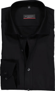 ETERNA modern fit overhemd - mouwlengte 7 - poplin heren overhemd - zwart - Strijkvrij - Boordmaat: 48
