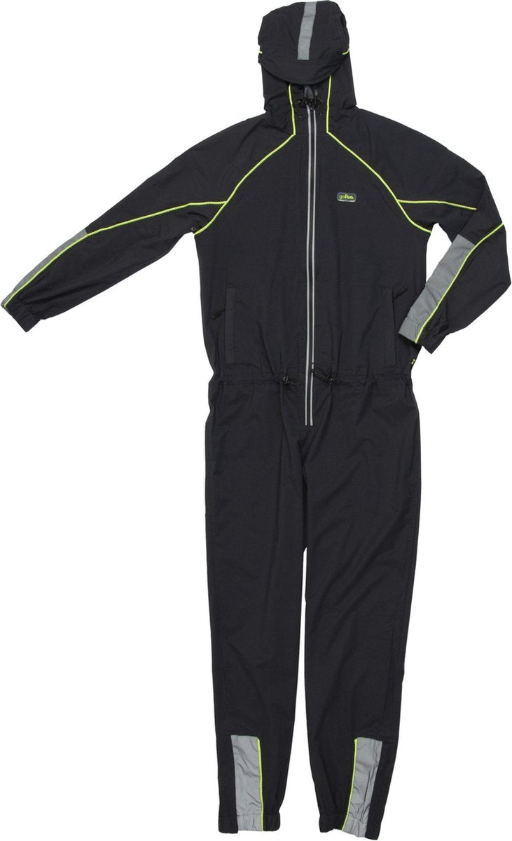 gofluo. Oneway Waterproof Onesie - Reflecterende jumpsuit - Fluoriserende Regenjas - Reflectie jas - Lichtgewicht - Veilig de weg op - Grijs - L