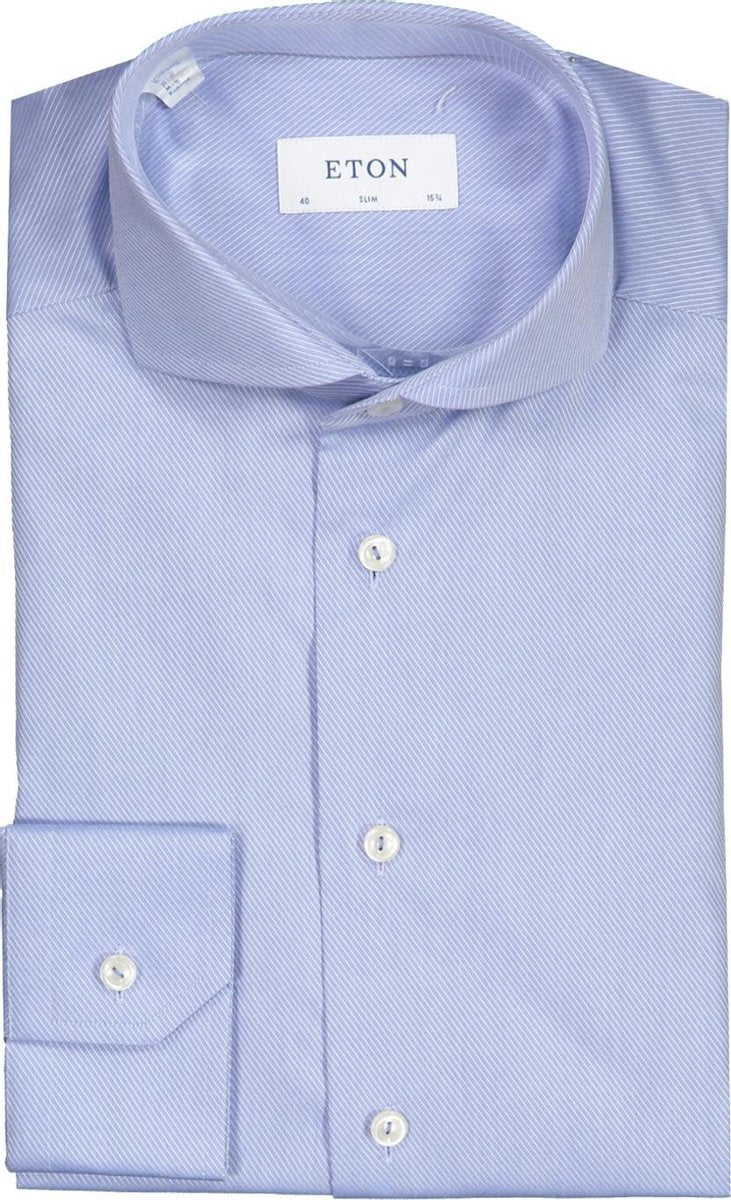 Eton  Overhemd Blauw Getailleerd - Maat UK15-EU38 - Heren - Herfst/Winter Collectie - Katoen