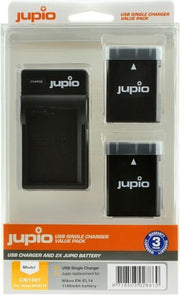 Jupio Kit: 2x Battery EN-EL14/EN-EL14A (D5600) 1100mAh + USB Single Charger