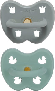 HEVEA speen 2 stuks | 3-36 maanden orthodontisch | gorgeous grey + Nordic sea green