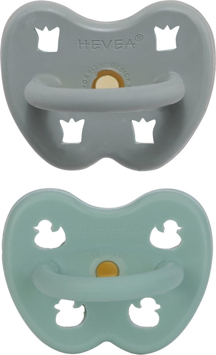 HEVEA speen 2 stuks | 3-36 maanden orthodontisch | gorgeous grey + Nordic sea green