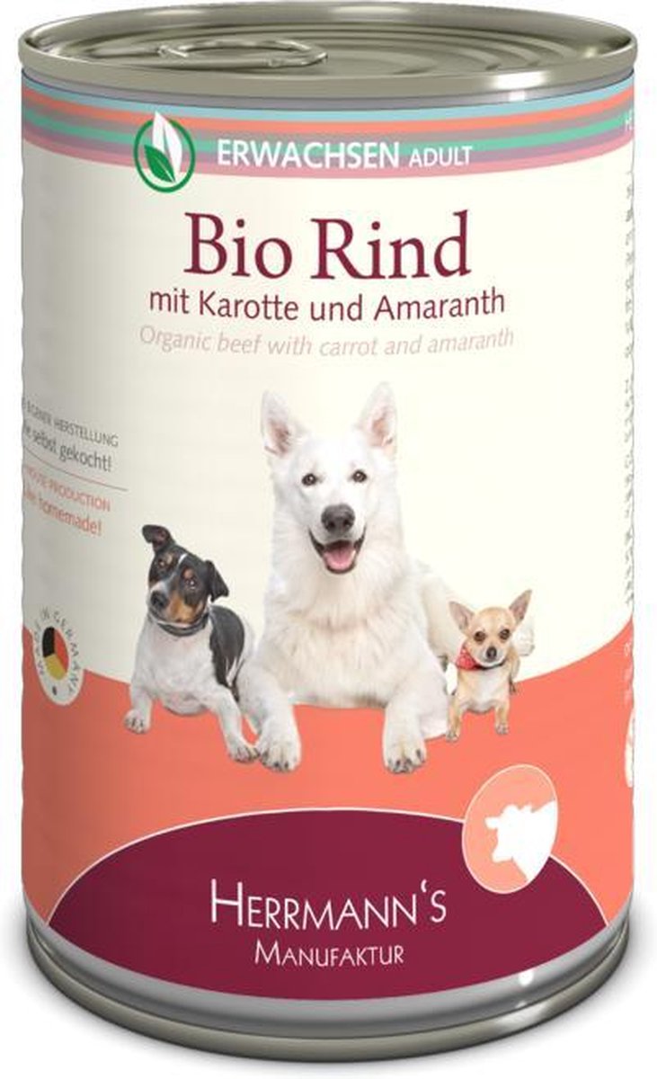 16x Herrmann's Bio Adult Beef With Carrot 400 gr.