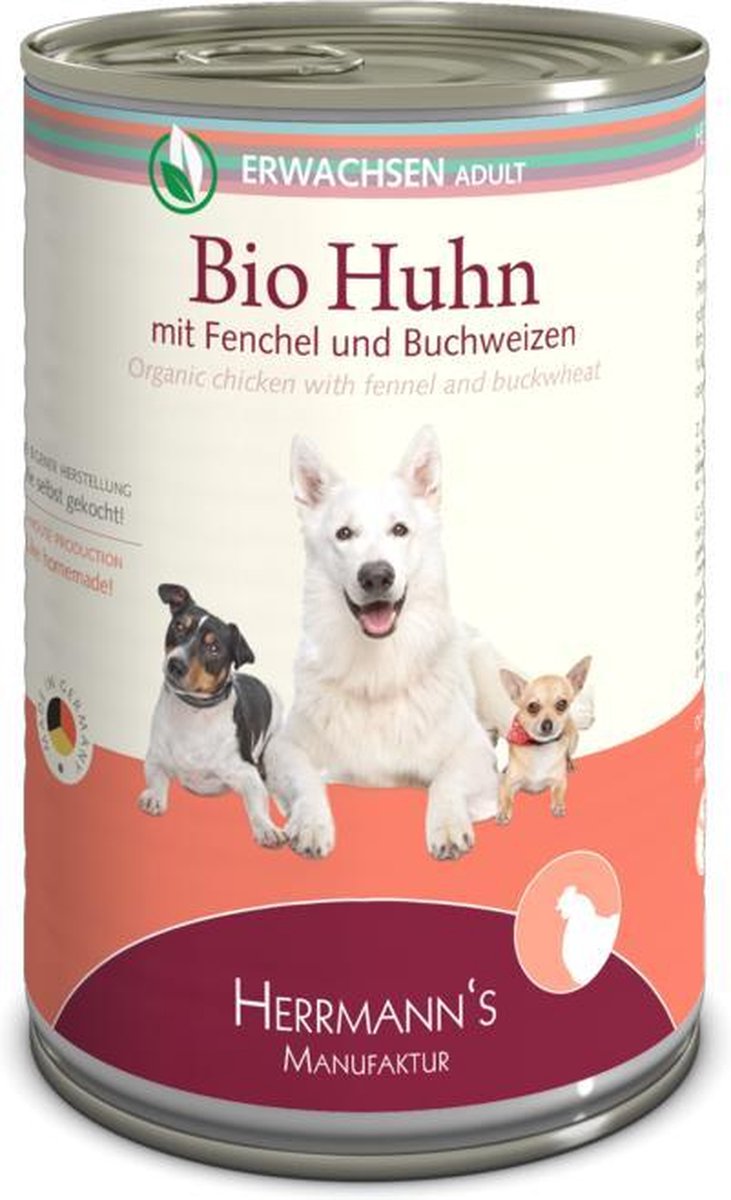 16x Herrmann's Bio Adult Chicken With Fennel 400 gr.