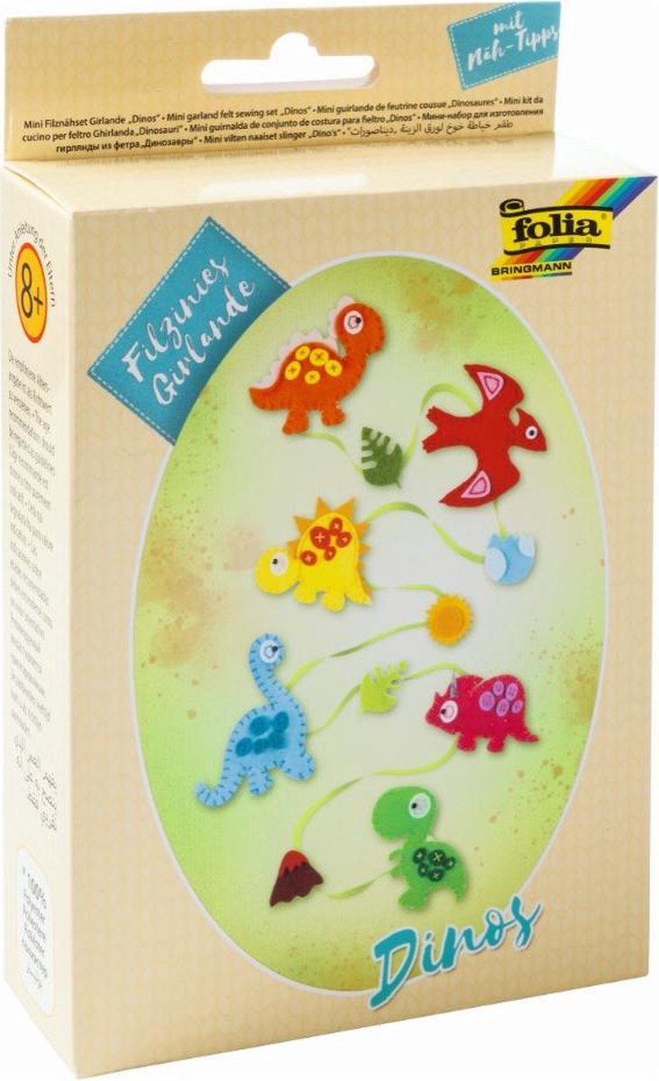 Folia Filzini Vilt Figuren Dino Slinger Knutsel Set A040114 - startklare set