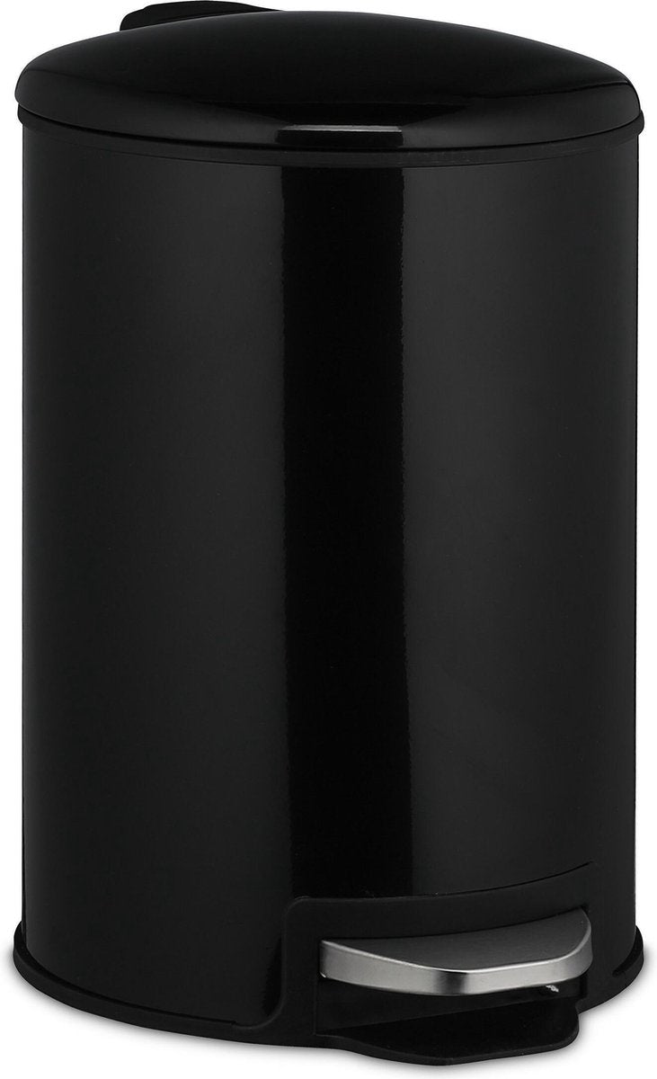 relaxdays pedaalemmer 3 liter - softclose vuilnisbak - badkamer prullenbak - afvalbak rond zwart