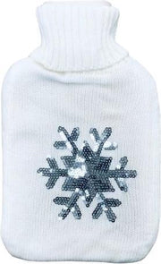 Orange85 Warmwaterkruik - Kruik - 2 Liter - Met Hoes - Sneeuwklok - Paillet - Warm - Comfortabel - Zacht - Wit - Pijn Bestrijdend