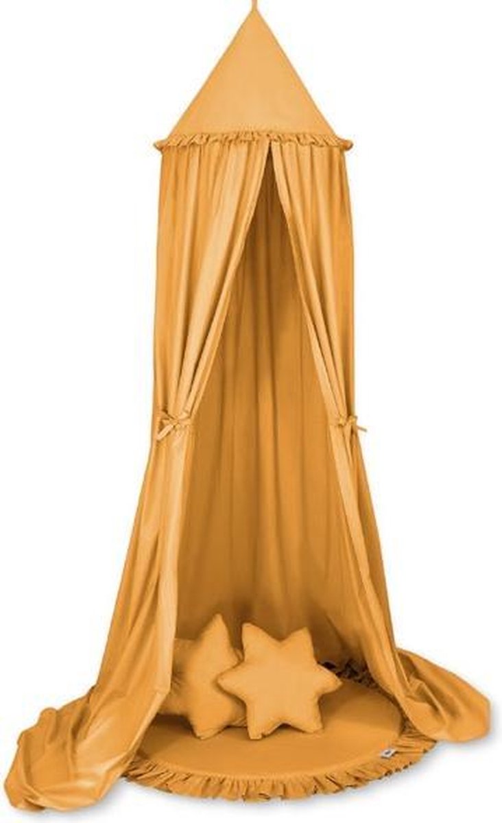 Hangende Speeltent + Vloerkleed + Kussens Okergeel