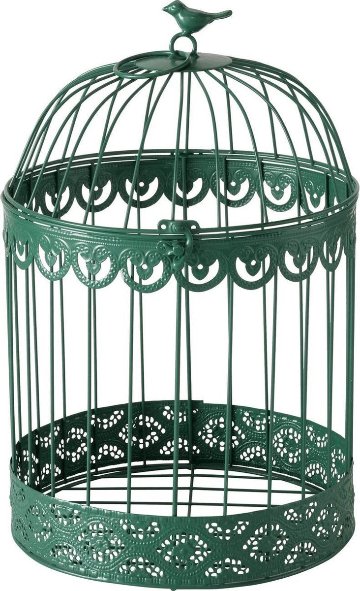 Groene decoratieve metalen vogelkooi maat M