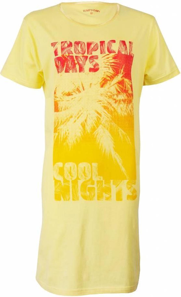 Temptation Dames Nachthemd Geel met Print Maten: 3XL