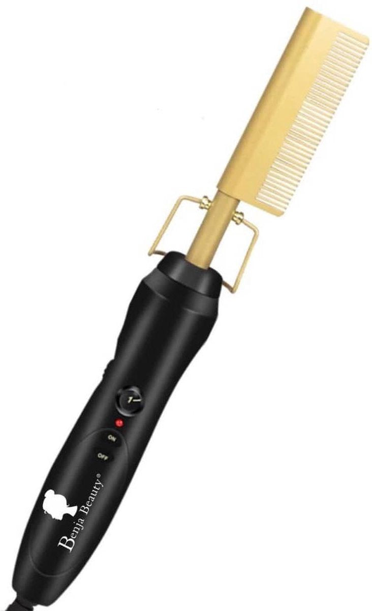 BenjaBeauty® Hot comb|Elektrische haarkam|Stijltang|Baardkam