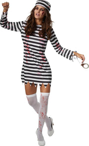 dressforfun - Griezelige gedetineerdenbruid XXL  - verkleedkleding kostuum halloween verkleden feestkleding carnavalskleding carnaval feestkledij partykleding - 302264