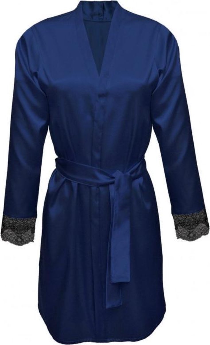 DKaren Gina elegante satijnen kimono donkerblauw XXL