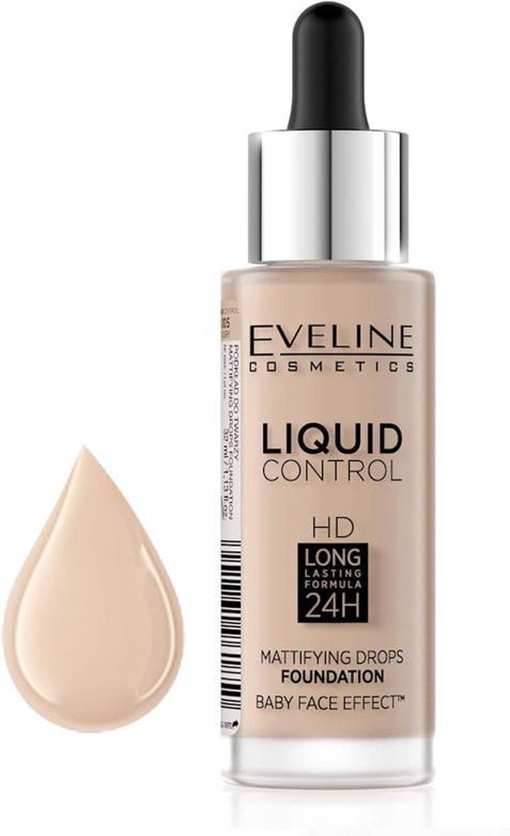 Eveline Cosmetics Liquid Control Foundation With Dropper 005 Ivory 32ml.
