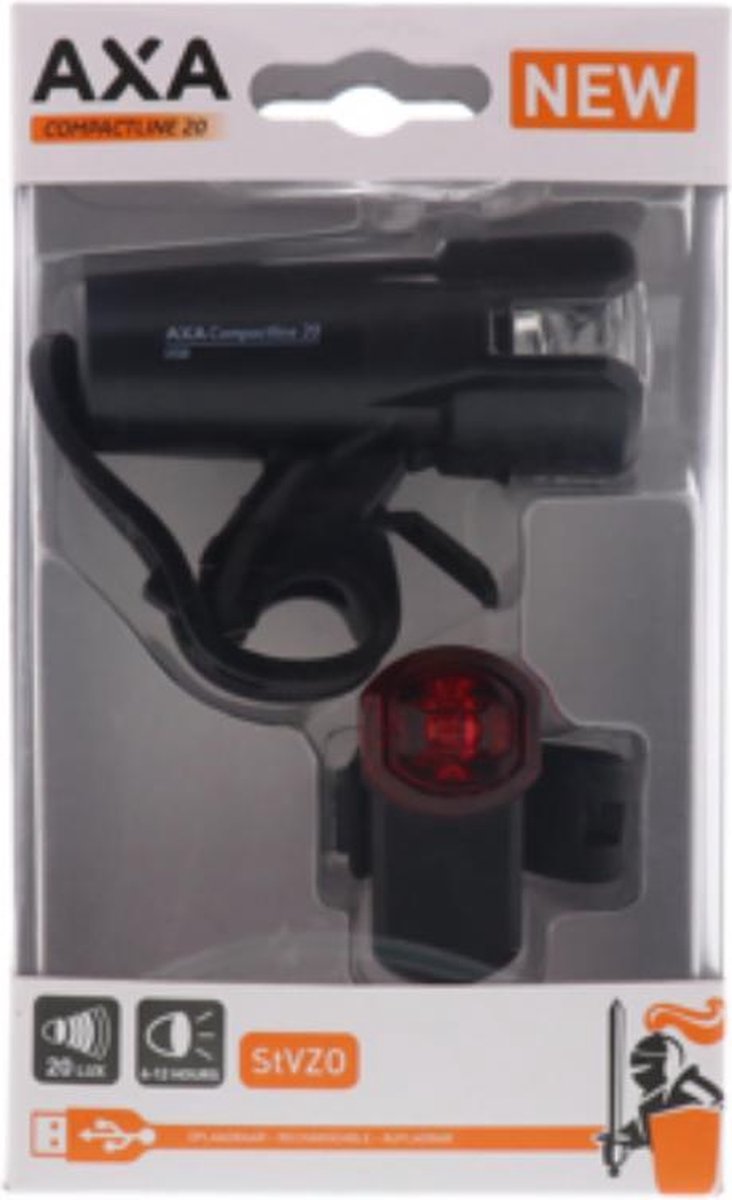 Verlichtingsset axa compactline 20lux usb oplaadbaar (kaart)