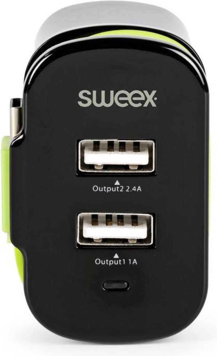Sweex CH-027BL Lader 3-uitgangen 3 A 2x Usb / Usb-c™ Zwart/groen