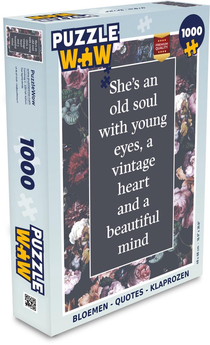 Puzzel - Puzzel 1000 stukjes volwassenen - Bloemen - Quotes - Klaprozen - Legpuzzel