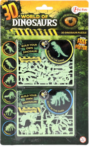 Dinosaurs 3D puzzel met glow in dark 2 stuks