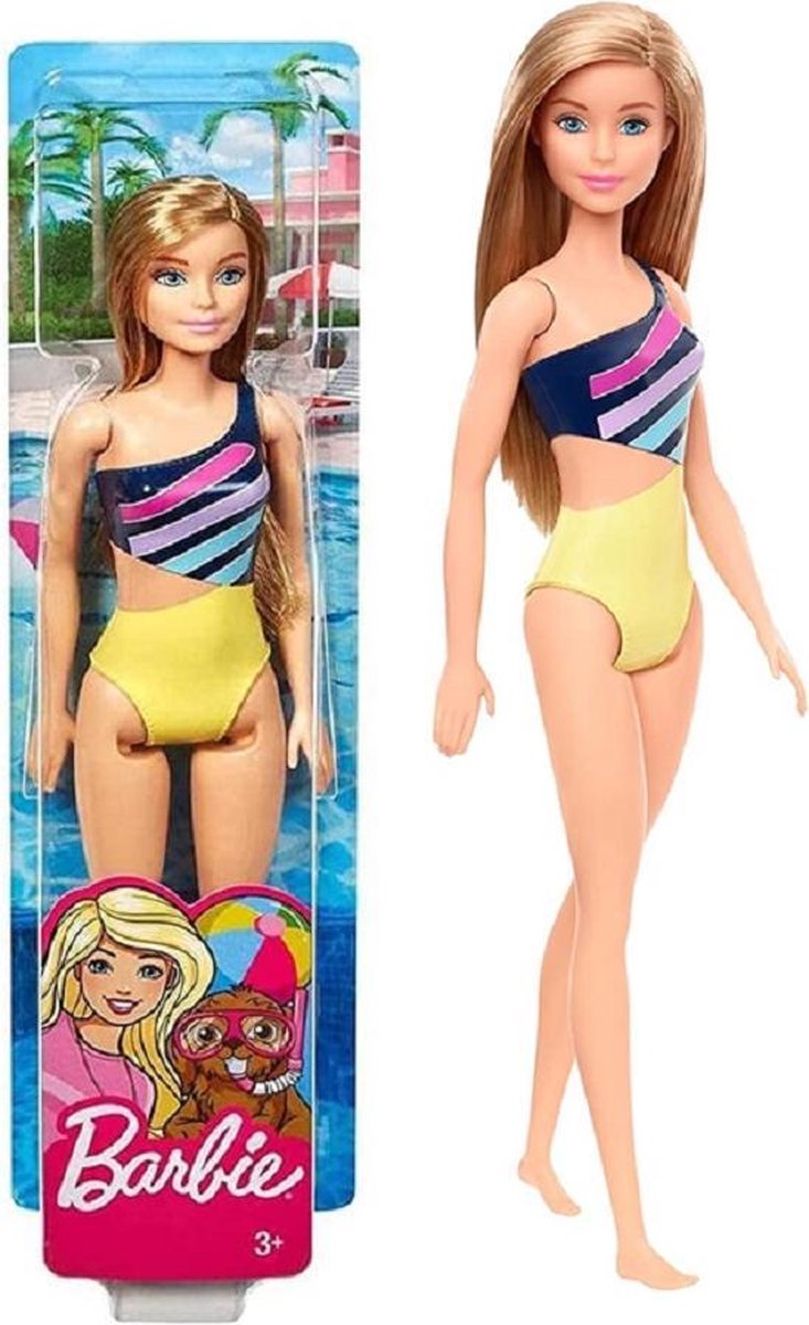Barbie Strand pop gestreept - 30 cm