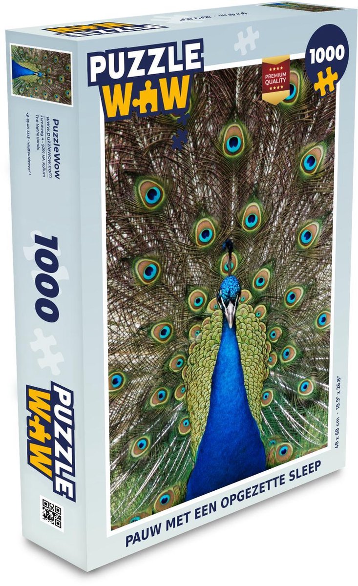 Puzzel 1000 stukjes volwassenen Pauwen 1000 stukjes - Pauw met een opgezette sleep puzzel 1000 stukjes  - PuzzleWow heeft +100000 puzzels