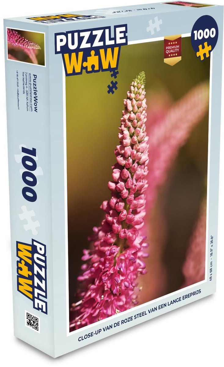 Puzzel 1000 stukjes volwassenen Lange ereprijs 1000 stukjes - Close-up van de roze steel van een lange ereprijs  - PuzzleWow heeft +100000 puzzels