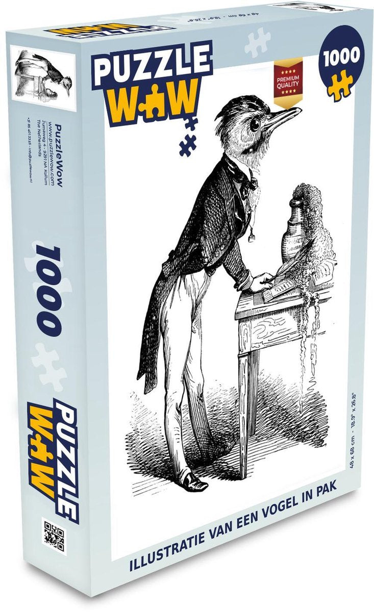 Puzzel 1000 stukjes volwassenen Humanisatie 1000 stukjes - Illustratie van een vogel in pak  - PuzzleWow heeft +100000 puzzels