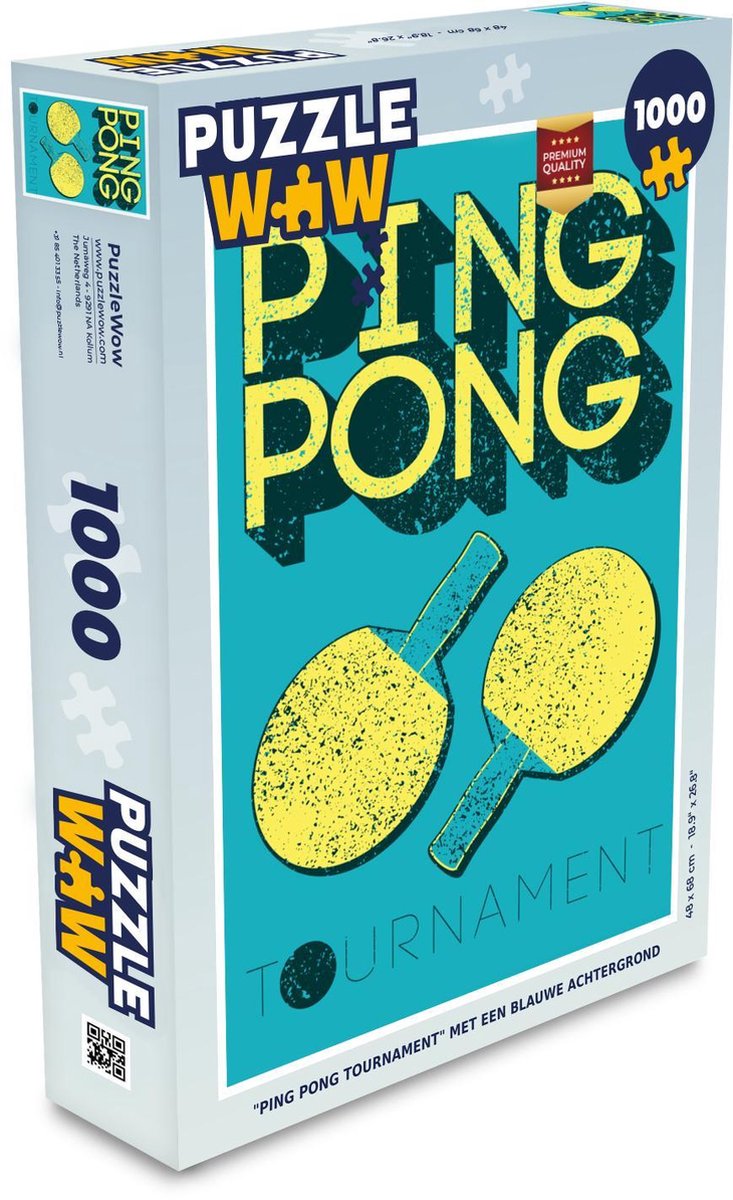 Puzzel 1000 stukjes volwassenen Pingpong 1000 stukjes - Ping pong tournament met een blauwe achtergrond puzzel 1000 stukjes  - PuzzleWow heeft +100000 puzzels