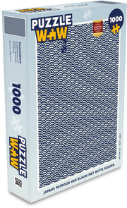 Puzzel 1000 stukjes volwassenen Japans patroon 1000 stukjes - Japans patroon van blauw met witte golven puzzel 1000 stukjes  - PuzzleWow heeft +100000 puzzels
