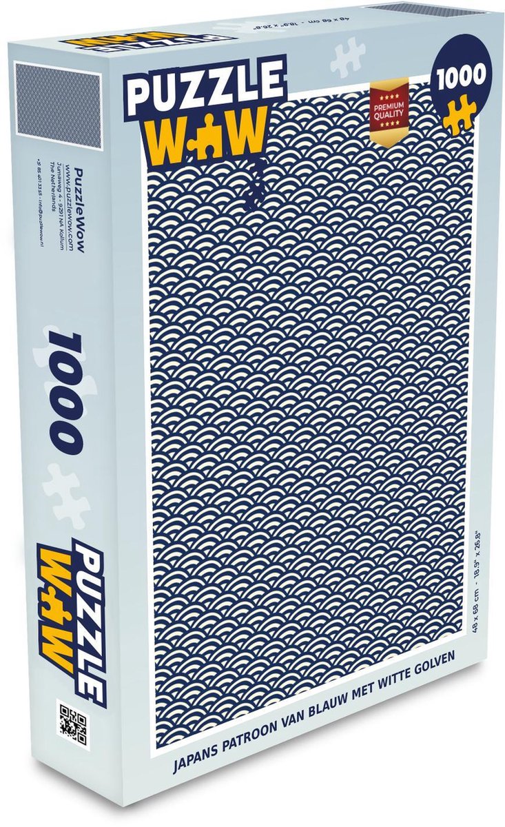Puzzel 1000 stukjes volwassenen Japans patroon 1000 stukjes - Japans patroon van blauw met witte golven puzzel 1000 stukjes  - PuzzleWow heeft +100000 puzzels