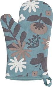 Ovenwant met bloemen - 18x28 cm - met lus - Blauw