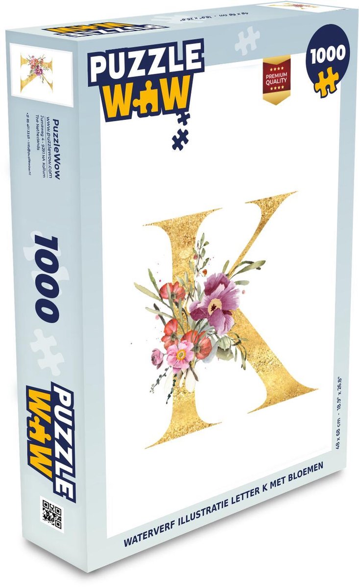 Puzzel - Puzzel 1000 stukjes volwassenen - Bloem - Letter - Goud - Legpuzzel