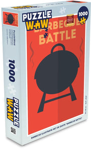 Puzzel 1000 stukjes volwassenen Barbecue 1000 stukjes - Barbecue illustratie met de quote Barbecue Battle  - PuzzleWow heeft +100000 puzzels